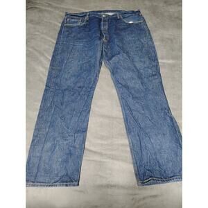 Levi's 501 Dark Blue Men’s Button Fly Straight Leg Denim Jeans Size 42x34